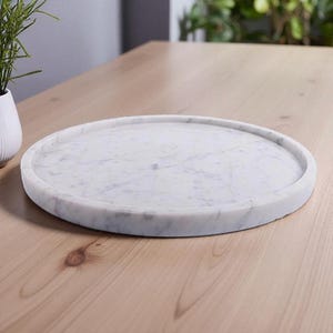 Green & White Marble Vanity Tray: Round Stone Jewelry Dish