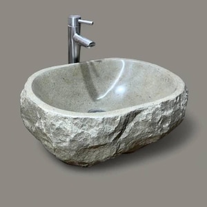 Sandstone Vessel Sink for Rustic, Boho or Minimalist Homes – Natural Stone Bathroom Vanity Basin
