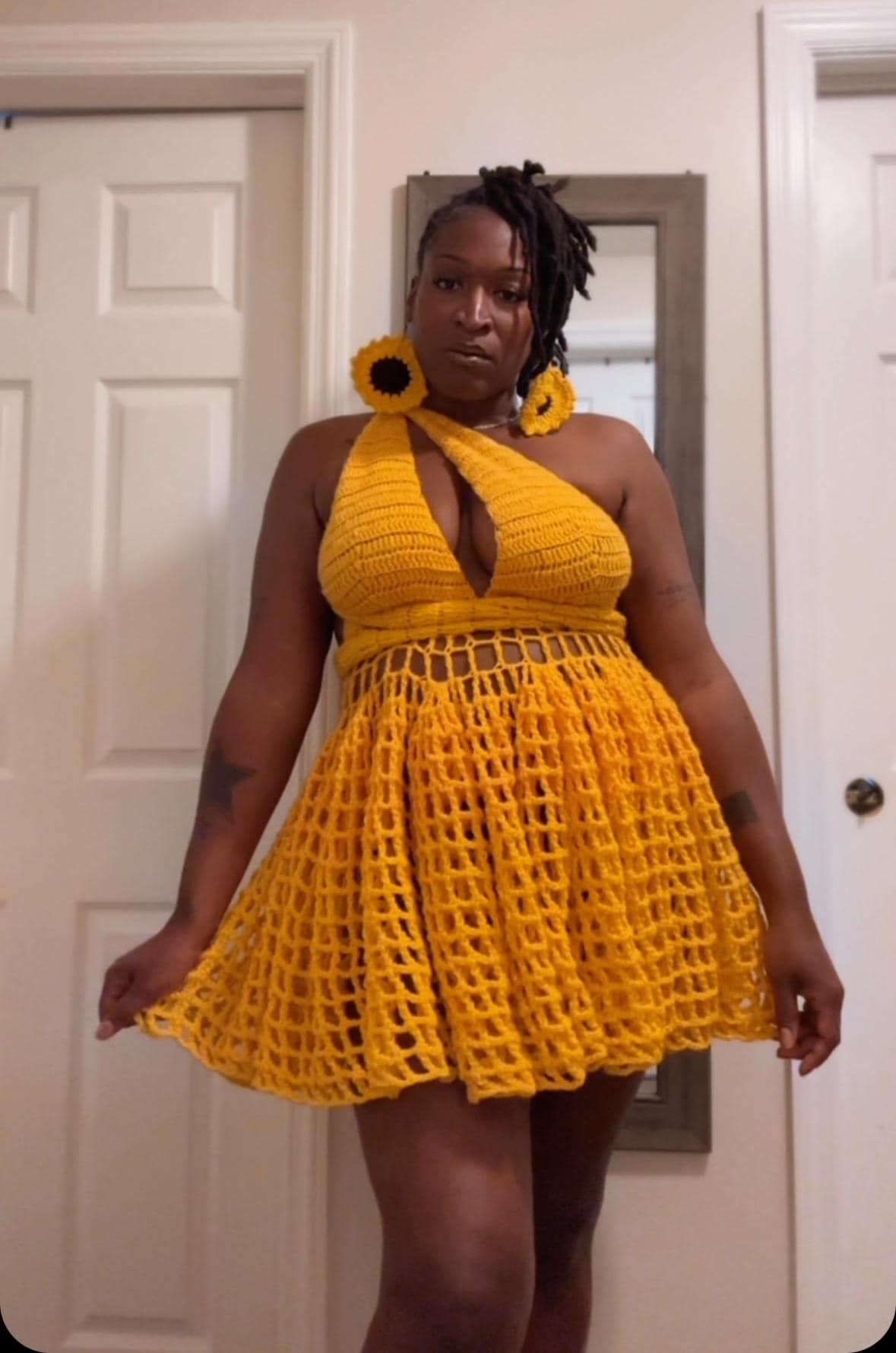 パーティードレス Roude Ruffled Crochet Knit Dress Rad Ruffle Dress Crochet Pattern - Etsy