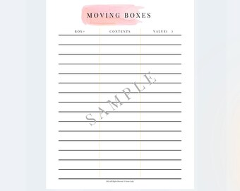 Printable Storage Tracker Moving Tracker Storage Box List of Boxes in Storage Moving Item List ...
