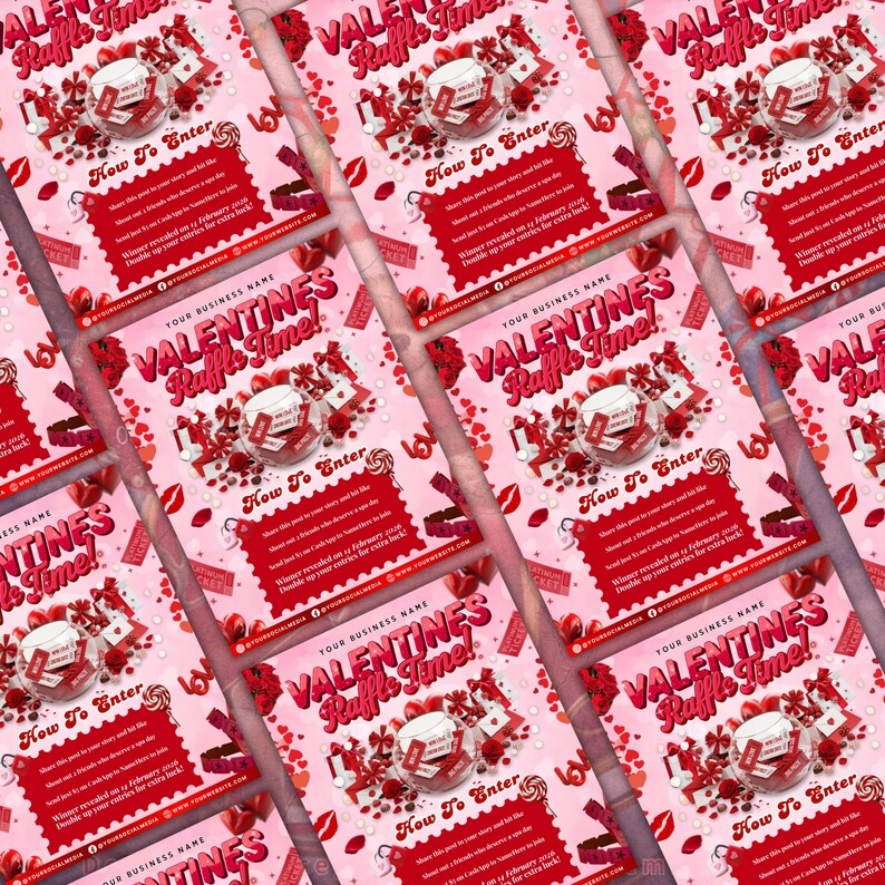 Raffle Flyer for Valentines Day, DIY Flyer Template Design, February ...