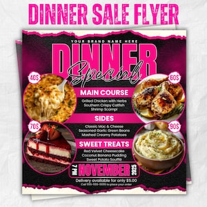 Dinner Sale Flyer, Sunday deal Special Flyer Restaurant Food menu business flyer, Editable Flyer Canva Template, Dinner special Flyer