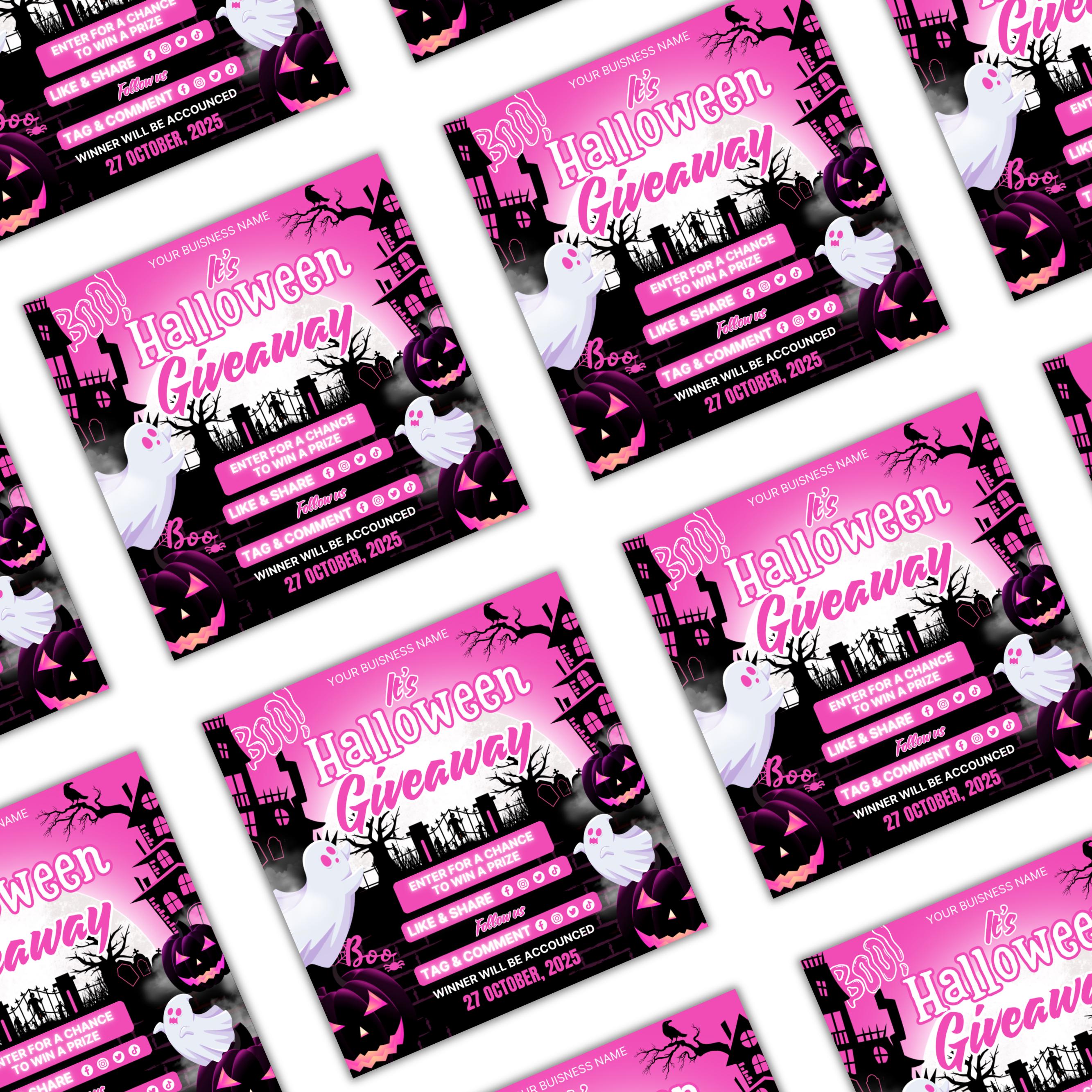 Scary Raffle Editable Halloween Giveaway Flyer, October Giveaway Raffle Canva Flyer ...