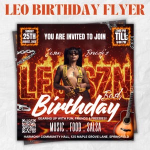 Leo Season Party Flyer, Birthday Szn Flyer, Leo Invitation Flyer, Leo Birthday Event, Social Media Flyer, Premade Flyer Template