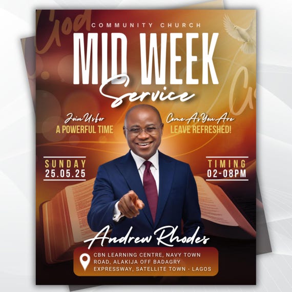 Midweek Service Church Flyer, Bible Study and Prayer Night Flyer, Editable Church Flyer Template, Canva Church Event Flyer