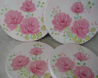 Stove top Burner Covers Hand Painted Pink Roses Kitchen Decor