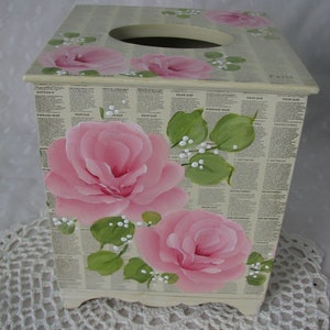 English Rose Tissue Box Cover wood handmade ideal in living room 
