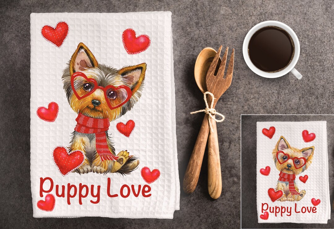 Yorkshire Terrier Waffle Weave Kitchen Towel yorkie Etsy