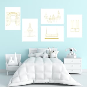 YELLOW Baylor Campus Sketch 16x20 Posters | Digital Prints | Baylor Posters | Baylor Bears | Sic Em | Yellow Posters | Hand-drawn | Dorm Art