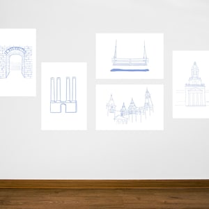 BLUE Baylor Campus Sketch 16x20 Poster Pack | Digital Print | Baylor Posters | Baylor Bears | Sic 'Em | Blue Posters | Hand-drawn | Dorm Art