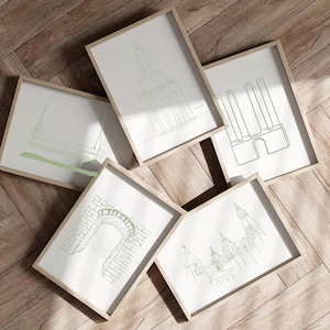 GREEN Baylor Campus Sketch 16x20 Poster Pack | Digital Print | Baylor Poster | Baylor Bears | Sic 'Em | Green Poster | Hand-drawn | Dorm Art