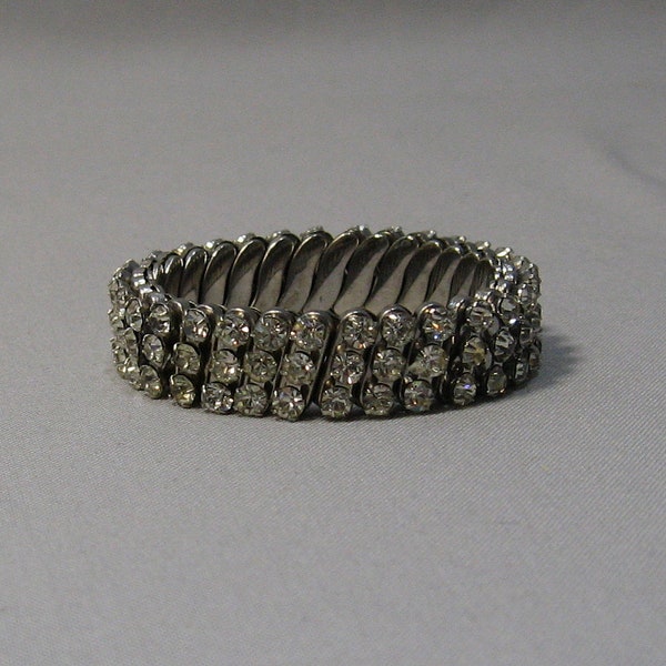 Sparkly Prong Set Vintage Expansion Rhinestone Bracelet #2