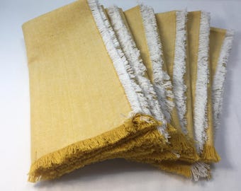 Servilletas de algodón vintage color amarillo dorado - Juego de 6