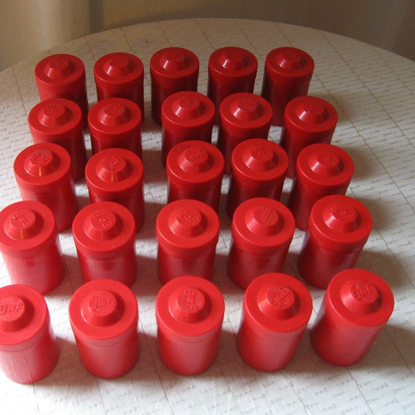 Vintage gaF Red Plastic 35 MM Film Cannisters - Sold in Lots of 5