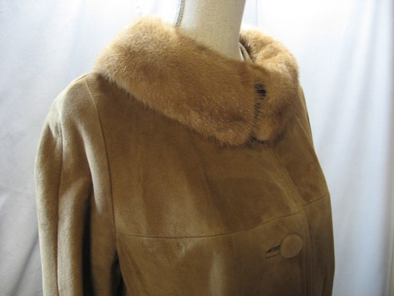 Vintage Light Brown Suede Three Quarter Length Co… - image 6