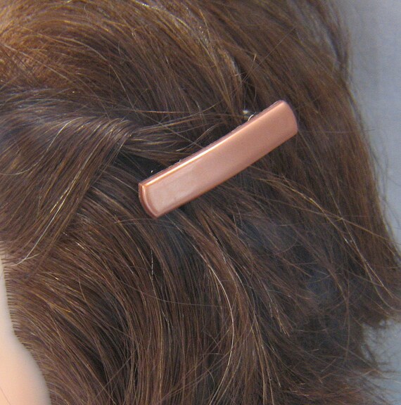 Vintage Mauve Plastic Small Rectangular Barrettes - image 3
