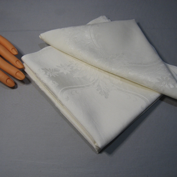 Serviettes damassées blanches vintage - Ensemble de 4 (N6)