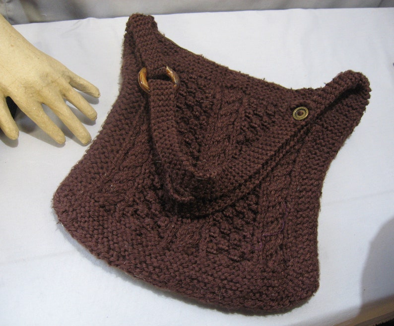 1970's Vintage Brown Knitted Pocketbook image 1