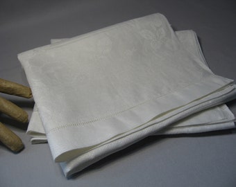 Vintage Pair of White Cotton Hand Towels with Hemstitching (HT7)