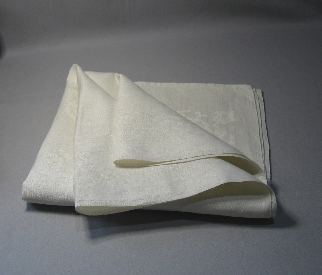 Vintage White Damask Linen Hand Towel HT2 Etsy