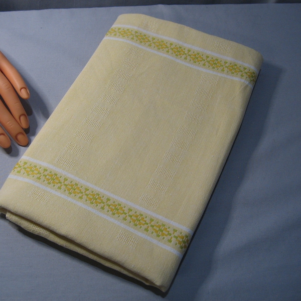 Vintage Pale Golden Yellow Cotton Tablecloth  - 49 x 51 inches