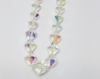 Vintage Crystal Beaded Necklace with Silver Tone Hook Clasp (C10)