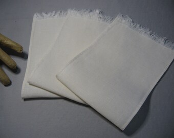 Vintage White Linen Doilies - set of 3