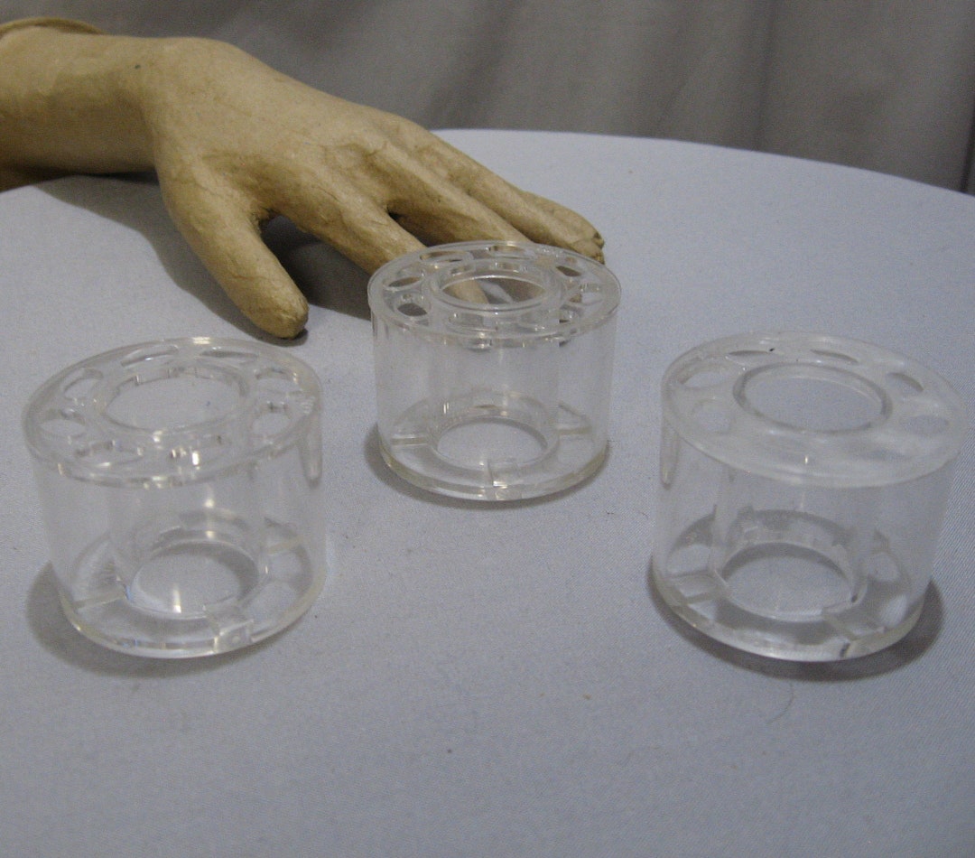 Vintage Clear Plastic Candlestick Flower Arrangers Set of 3 Etsy