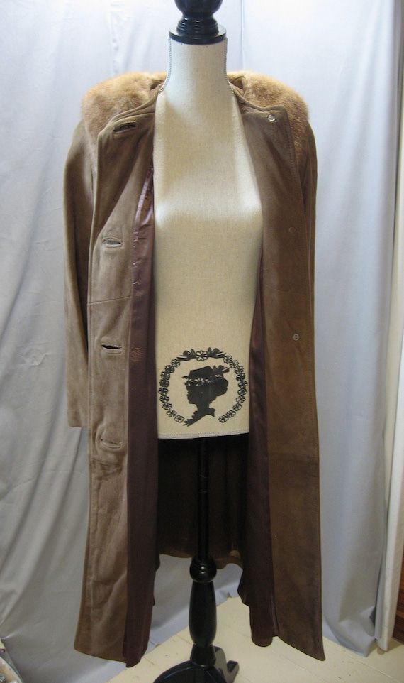 Vintage Light Brown Suede Three Quarter Length Co… - image 7