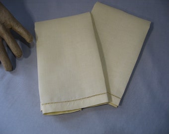 Vintage Pale Yellow Cotton Hand Towels