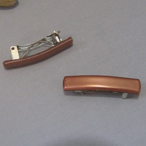 Vintage Mauve Plastic Small Rectangular Barrettes