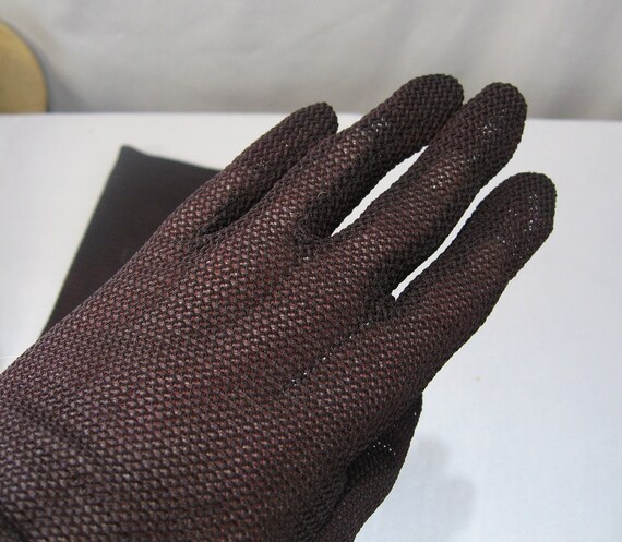 Vintage Brown Nylon Lace Gloves - image 4