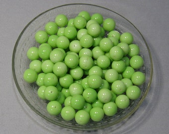 Destash Bright Green Glass Beads 12mm 7.5 ounces