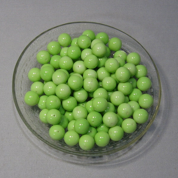 Destash Bright Green Glass Beads 12mm 7.5 ounces