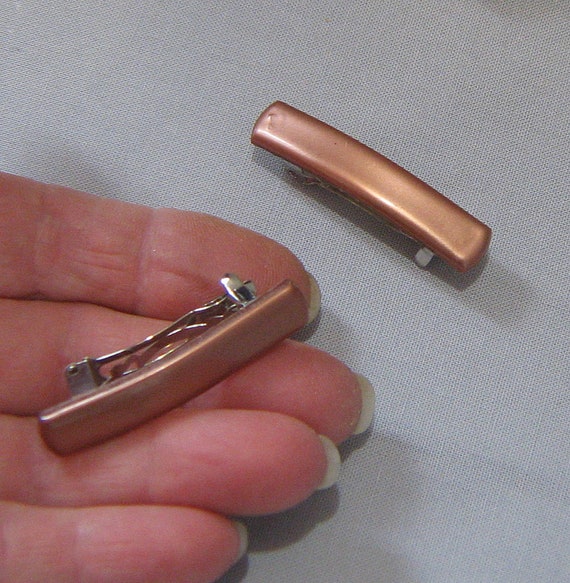 Vintage Mauve Plastic Small Rectangular Barrettes - image 4