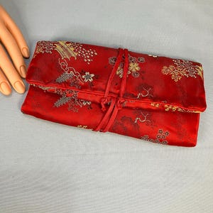 Red Brocade Jewelry Travel Case