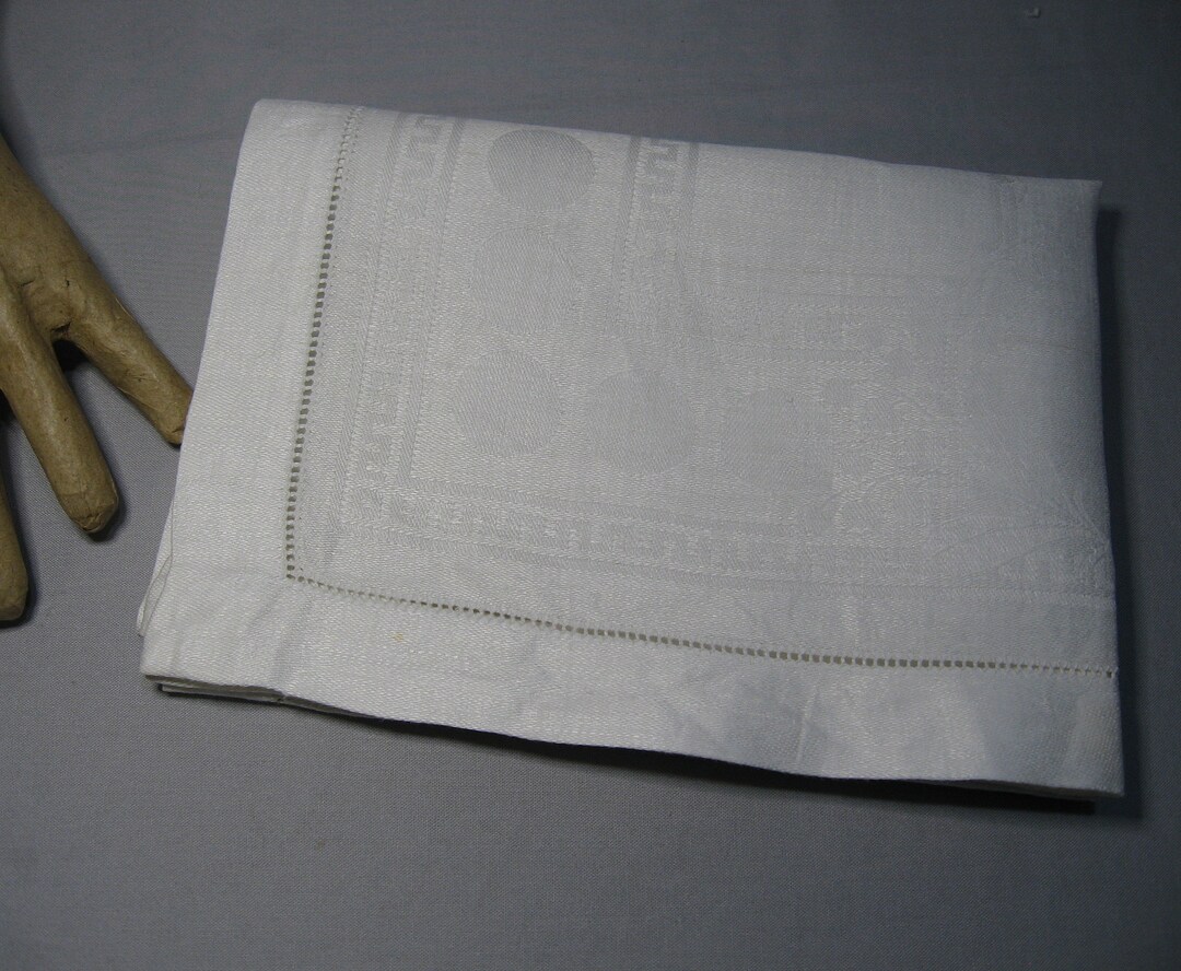 Vintage White Damask Linen Hand Towel HT6 Etsy