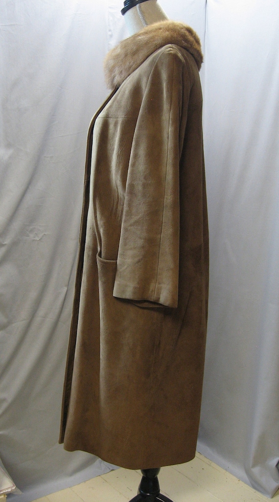 Vintage Light Brown Suede Three Quarter Length Co… - image 3