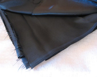 Vintage Black Satin Fabric - Large Remnant