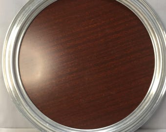 Vintage Woodgrain Resopal und Metall Serviertablett