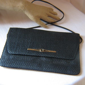 Vintage Black Raffia Woven Pocketbook - 1970s