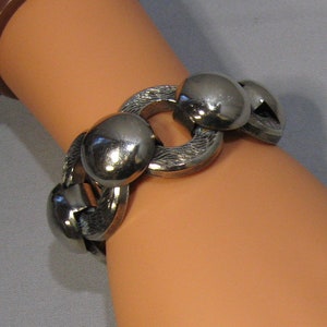 Vintage Silver Tone Domed Bracelet - 1960s