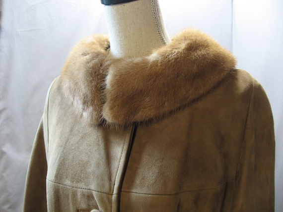 Vintage Light Brown Suede Three Quarter Length Co… - image 1