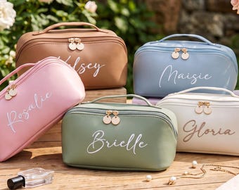 Embroidered Makeup Bag with Name,Christmas Gift Women,Wedding Bridesmaids Gift, Personalized Cosmetics Travel Storage Organizer for Her