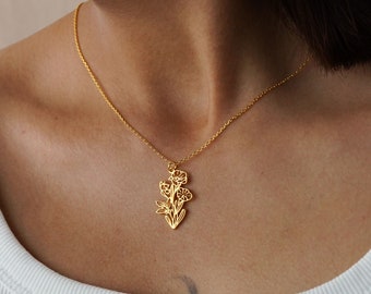 Family Birth flower Necklace,Family Necklace For Mom,Brith Month Flower Necklace,Gift For Mom,GIft for her,Mothers day gifts