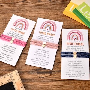 Erster Tag der Schule Herz Armband Geschenk, Mama und ich Herz geflochtene passende Armbänder, Zurück zu Schule Armband Set, Erster Schultag Geschenk