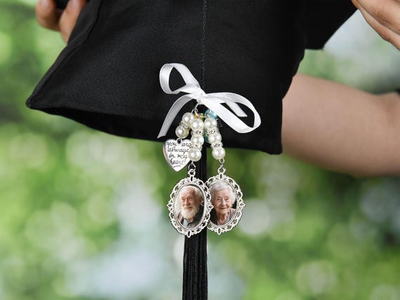 Custom Graduation Tassel Photo Charm with Angel Wings,Graduation Photo Gift,Memorial Graduation Gift For Her, 2025 Graduation Gift