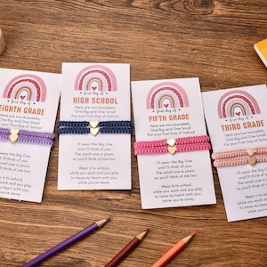 Ensemble de bracelets pour la rentrée scolaire, cadeau de bracelet coeurs pour la rentrée des classes, bracelets assortis tressés coeurs maman et moi, cadeau pour la première journée d'école