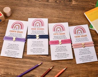 Set di braccialetti a forma di cuore per il ritorno a scuola, regalo perfetto per il primo giorno di scuola materna/scuola materna/prima elementare, braccialetti a forma di cuore per mamma e me