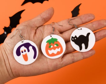 Ghost Pumpkin Halloween Earrings,Women Acrylic Sugar Cookie Earring,Dangle Earring Jewelry,Halloween Costumes